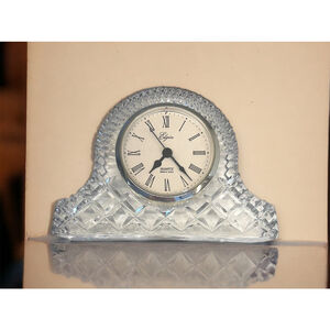 80s Czech Republic Lead Crystal Clock Gorgeous Vintage Elgin Quartz Clock